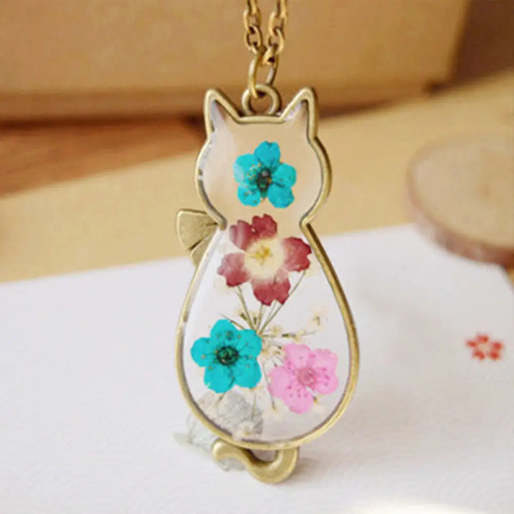Buddha Stones Handcrafted Resin Dripping Cute Cat Copper Luck Healing Necklace Pendant - BWOOOH - Cat - Necklaces &
