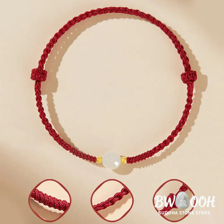 Buddha Stones Handcrafted Round Jade Lucky Bead Prosperity Braided Bracelet - BWOOOH - Bracelet