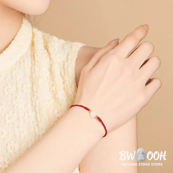 Buddha Stones Handcrafted Round Jade Lucky Bead Prosperity Braided Bracelet - BWOOOH - Bracelet
