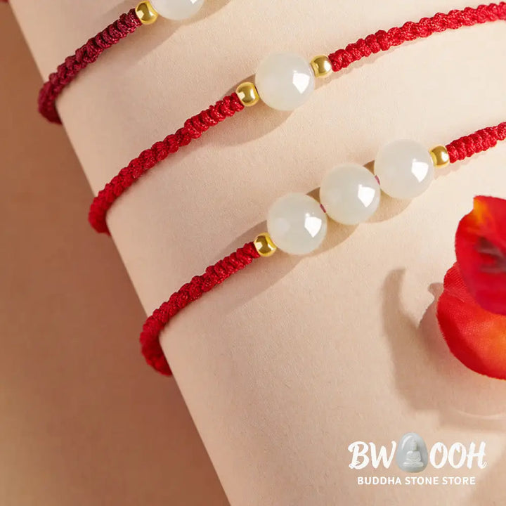 Buddha Stones Handcrafted Round Jade Lucky Bead Prosperity Braided Bracelet - BWOOOH - Bracelet