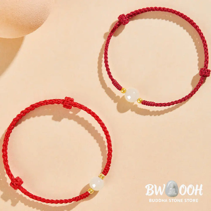 Buddha Stones Handcrafted Round Jade Lucky Bead Prosperity Braided Bracelet - BWOOOH - Bracelet