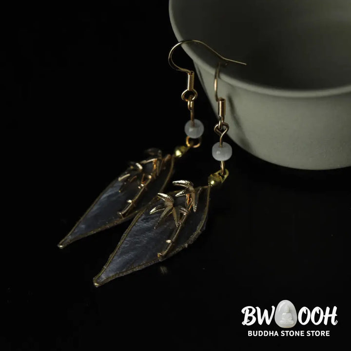 Buddha Stones Handcrafted Silk Art Bamboo Design Copper Hook Luck Protection Dangle Earrings - Bamboo(Length: About
