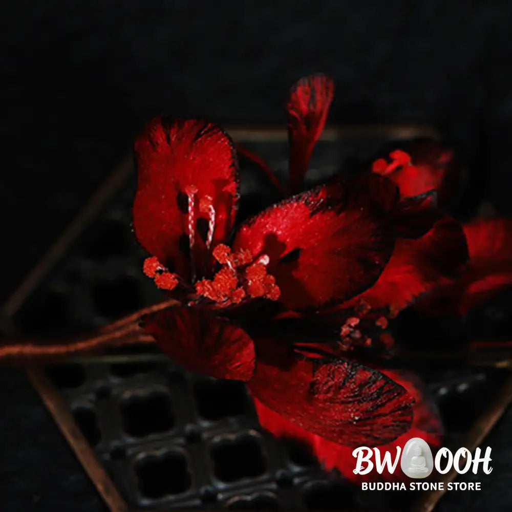 Buddha Stones Handcrafted Silk Art Cyclamen Persicum Flower Blessing Brooch - Cyclamen Persicum About 7cm - Brooch