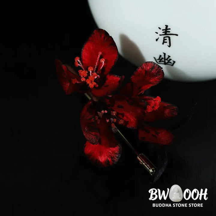 Buddha Stones Handcrafted Silk Art Cyclamen Persicum Flower Blessing Brooch - Cyclamen Persicum About 7cm - Brooch