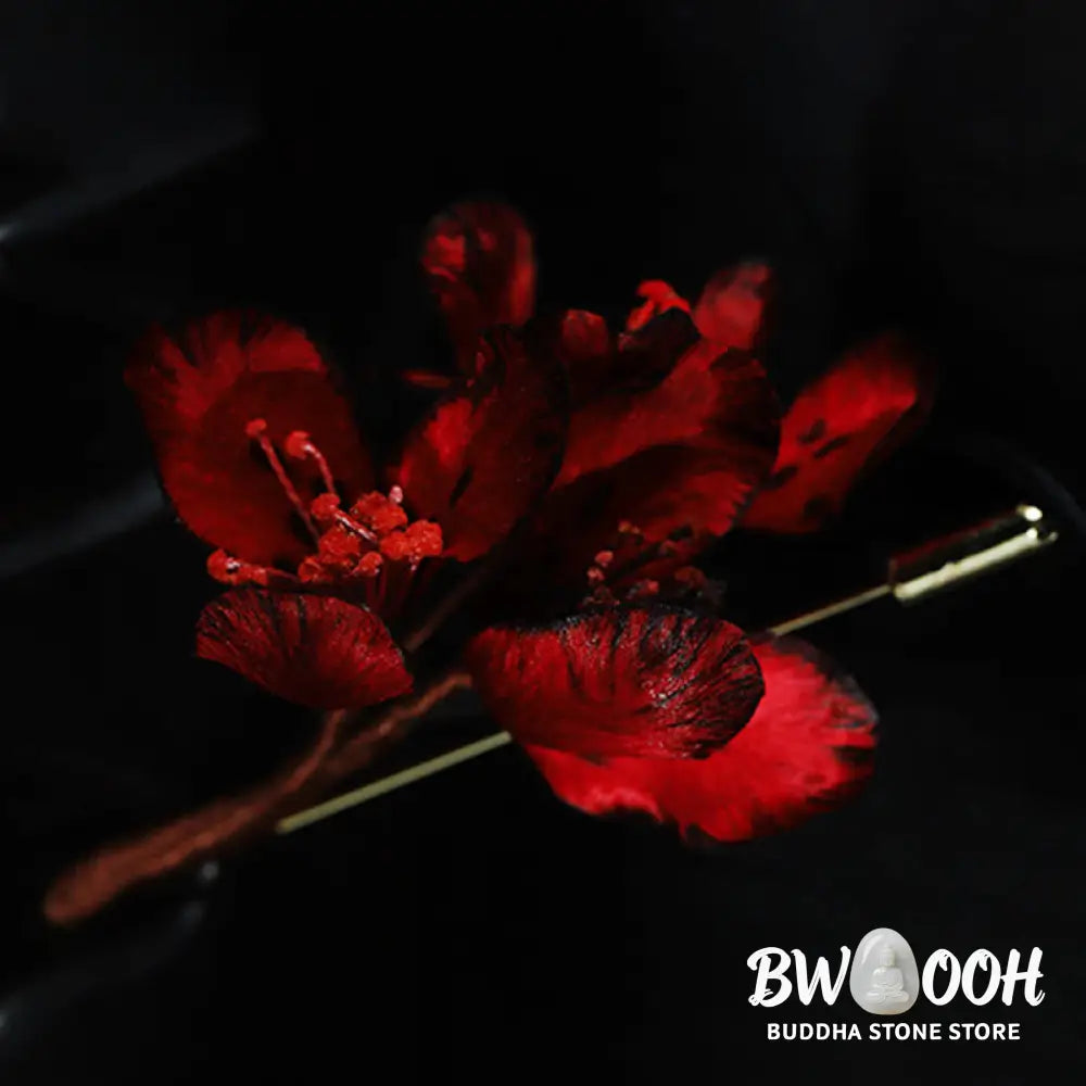 Buddha Stones Handcrafted Silk Art Cyclamen Persicum Flower Blessing Brooch - Cyclamen Persicum About 7cm - Brooch