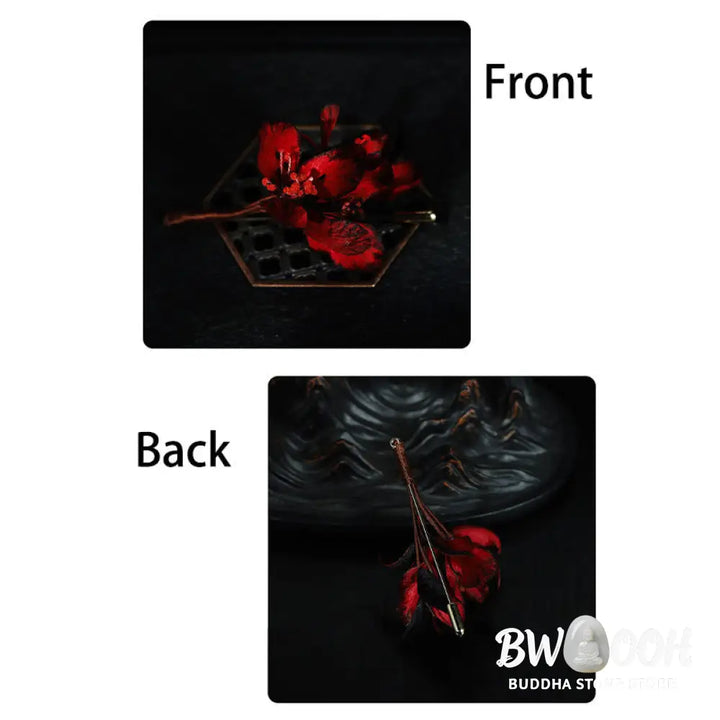 Buddha Stones Handcrafted Silk Art Cyclamen Persicum Flower Blessing Brooch - Cyclamen Persicum About 7cm - Brooch