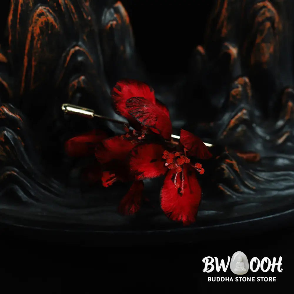 Buddha Stones Handcrafted Silk Art Cyclamen Persicum Flower Blessing Brooch - Cyclamen Persicum About 7cm - Brooch