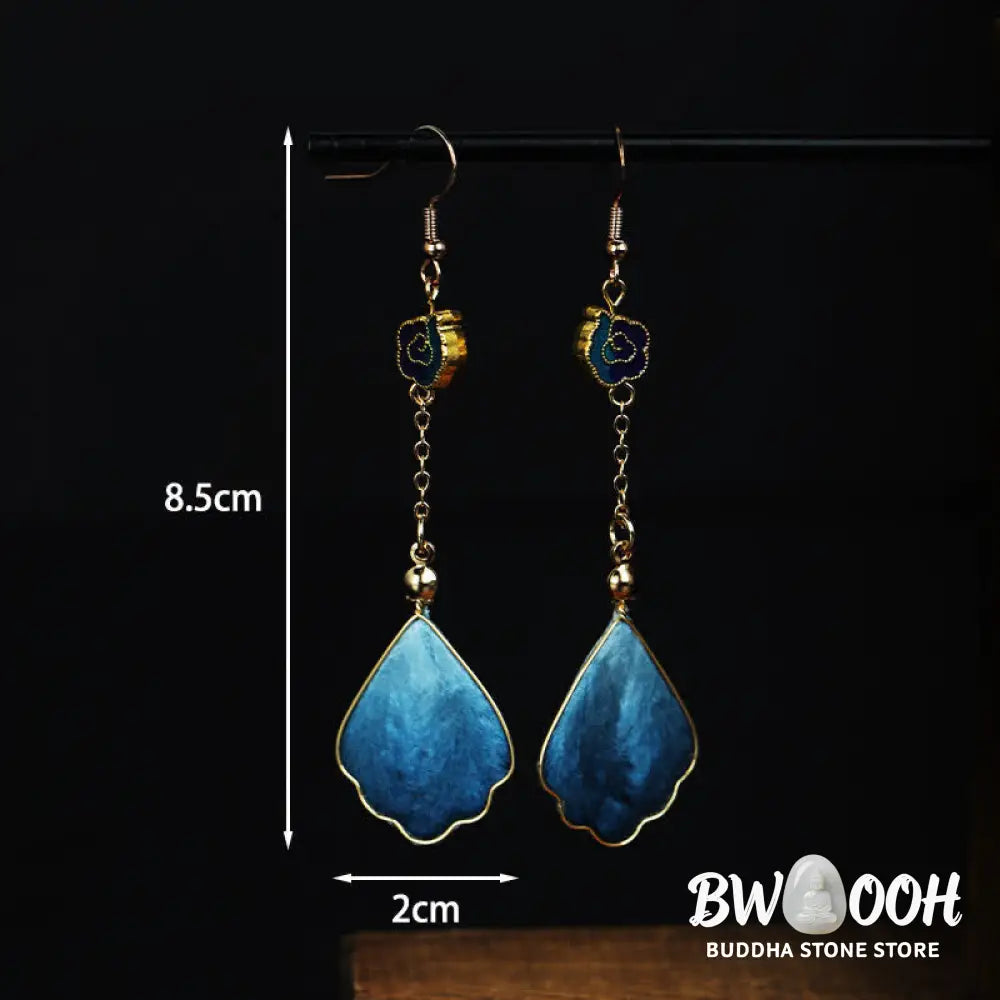 Buddha Stones Handcrafted Silk Art Petal Good Fortune Blessing Dangle Hook Earrings - Earrings