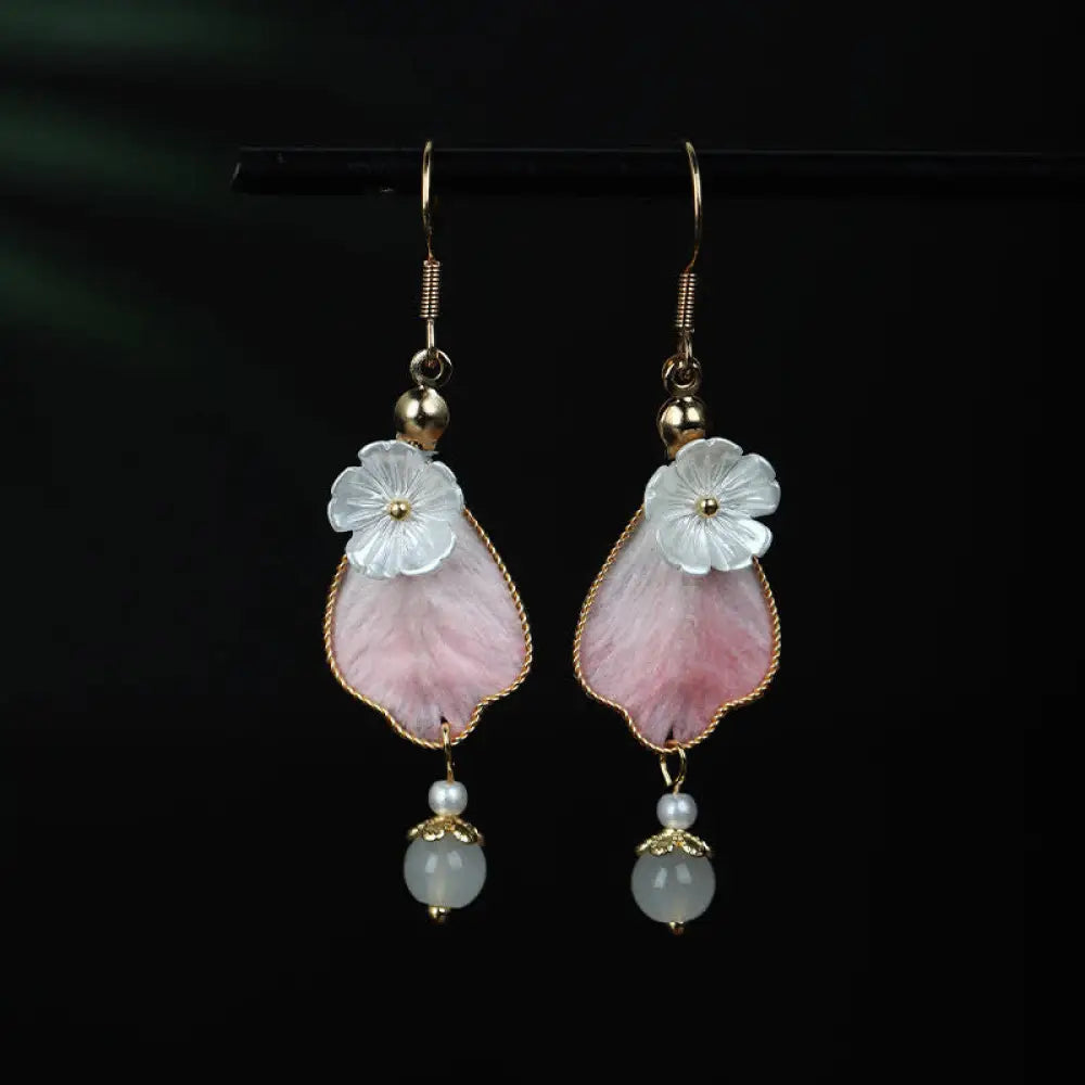 BWOOOH Handcrafted Silk Art Petal Good Fortune Blessing Dangle Hook Earrings — natural stone crystal healing bracelet for ...