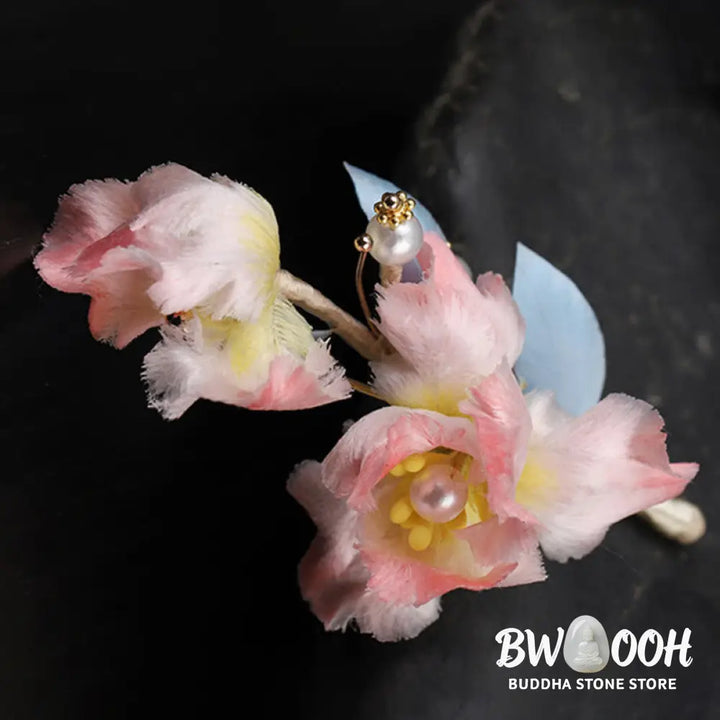 Buddha Stones Handcrafted Silk Art Pink Iris Flower Protection Brooch - Pink Iris About 7cm - Brooch