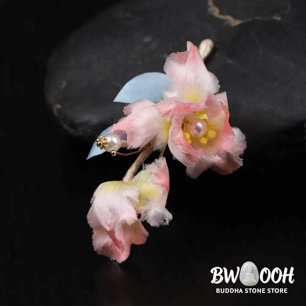 Buddha Stones Handcrafted Silk Art Pink Iris Flower Protection Brooch - Pink Iris About 7cm - Brooch
