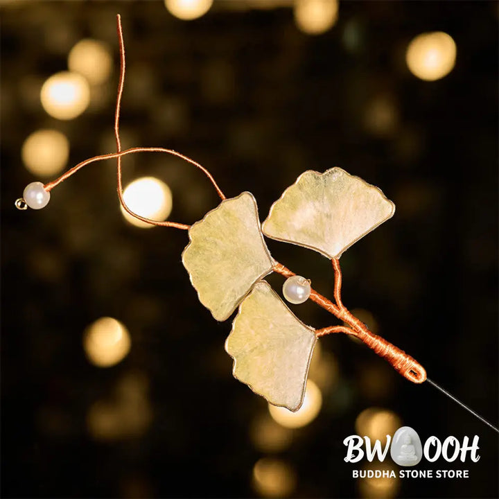 Buddha Stones Handcrafted Silk Art Velvet Flower Ginkgo Leaf Brooch - Ginkgo Leaf About 7-8cm - Brooch