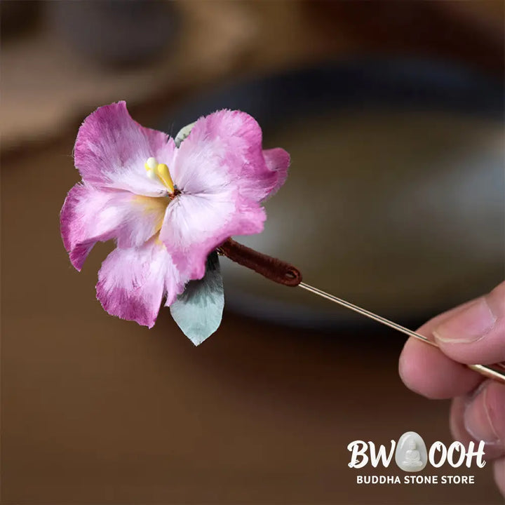 Buddha Stones Handcrafted Silk Art Velvet Flower Iris Flower Brooch - Iris Flower About 7cm - Brooch