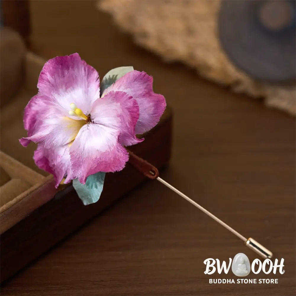 Buddha Stones Handcrafted Silk Art Velvet Flower Iris Flower Brooch - Iris Flower About 7cm - Brooch