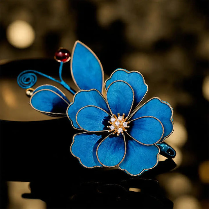 BWOOOH Handcrafted Silk Art Velvet Flower Light Blue Flow