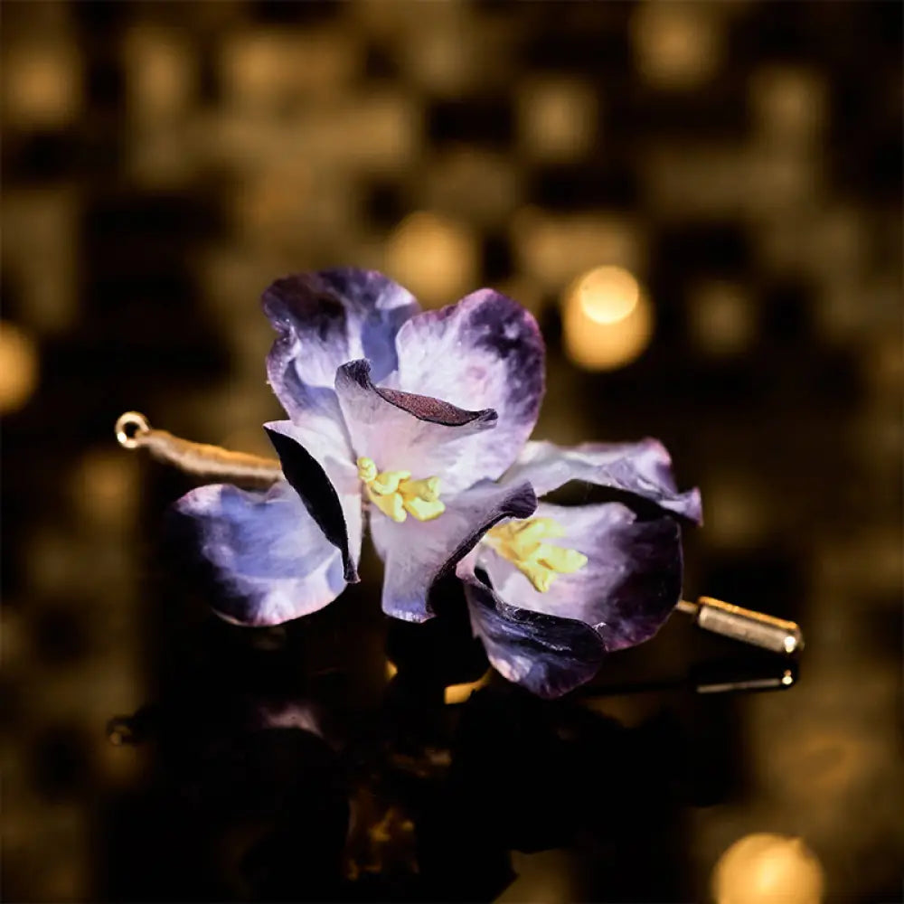 Buddha Stones Handcrafted Silk Art Velvet Flower Light Purple Iris Flower Brooch - Light Purple Iris About 7cm - Brooch