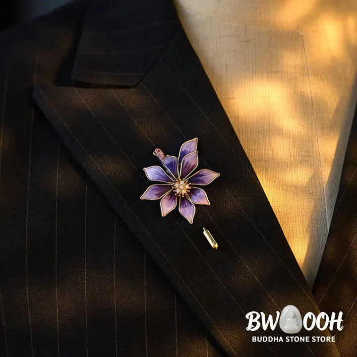 Buddha Stones Handcrafted Silk Art Velvet Flower Purple Flower Brooch - Purple Flower About 6*4cm - Brooch