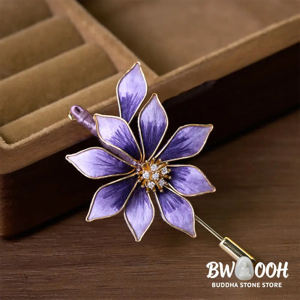 Buddha Stones Handcrafted Silk Art Velvet Flower Purple Flower Brooch - Purple Flower About 6*4cm - Brooch