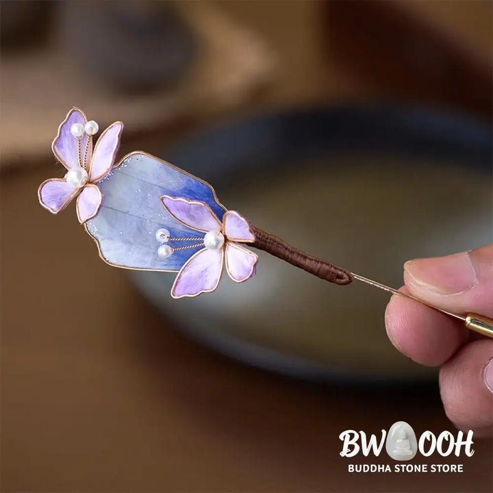 Buddha Stones Handcrafted Silk Art Velvet Flower Purple Butterfly Freedom Brooch - Purple Butterfly About 7-8cm - Brooch