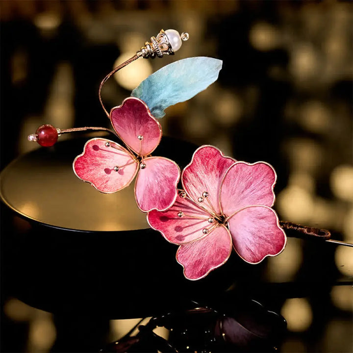 Buddha Stones Handcrafted Silk Art Velvet Flower Red Flower Brooch - Red Flower About 6*12cm - Brooch