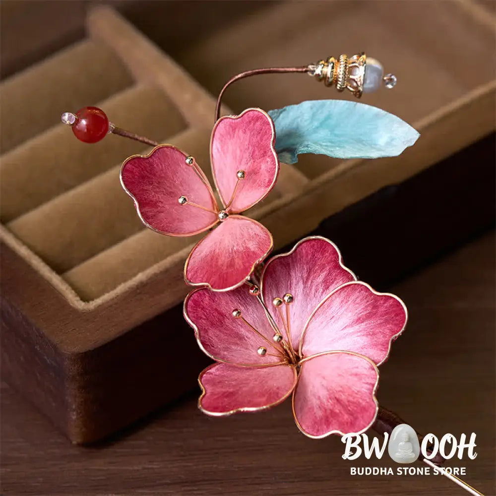 Buddha Stones Handcrafted Silk Art Velvet Flower Red Flower Brooch - Red Flower About 6*12cm - Brooch
