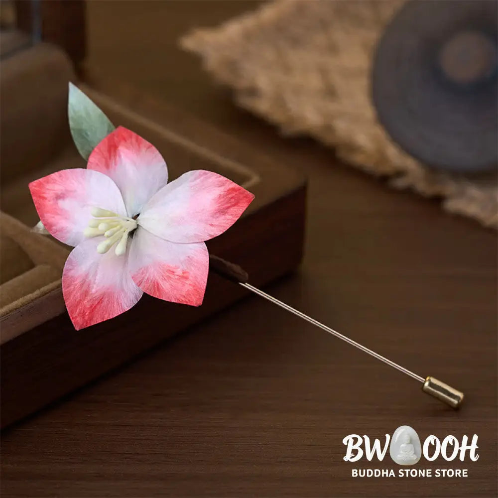 Buddha Stones Handcrafted Silk Art Velvet Flower Red Five-Petal Flower Brooch - Five-Petal Flower About 7cm - Brooch