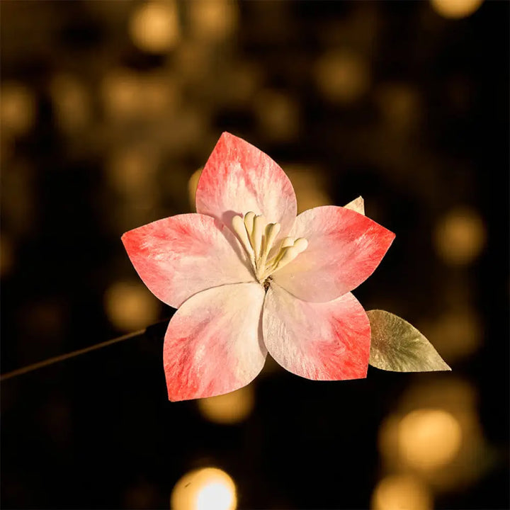 Buddha Stones Handcrafted Silk Art Velvet Flower Red Five-Petal Flower Brooch - Five-Petal Flower About 7cm - Brooch