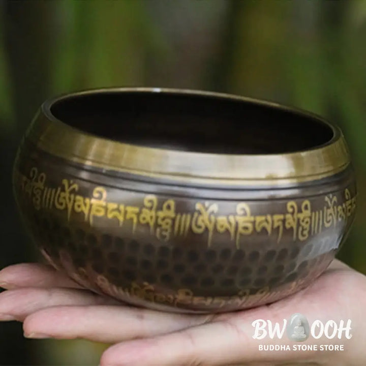 BWOOOH Tibetan singing bowl for meditation - Handcrafted Singing Bowl Scrip