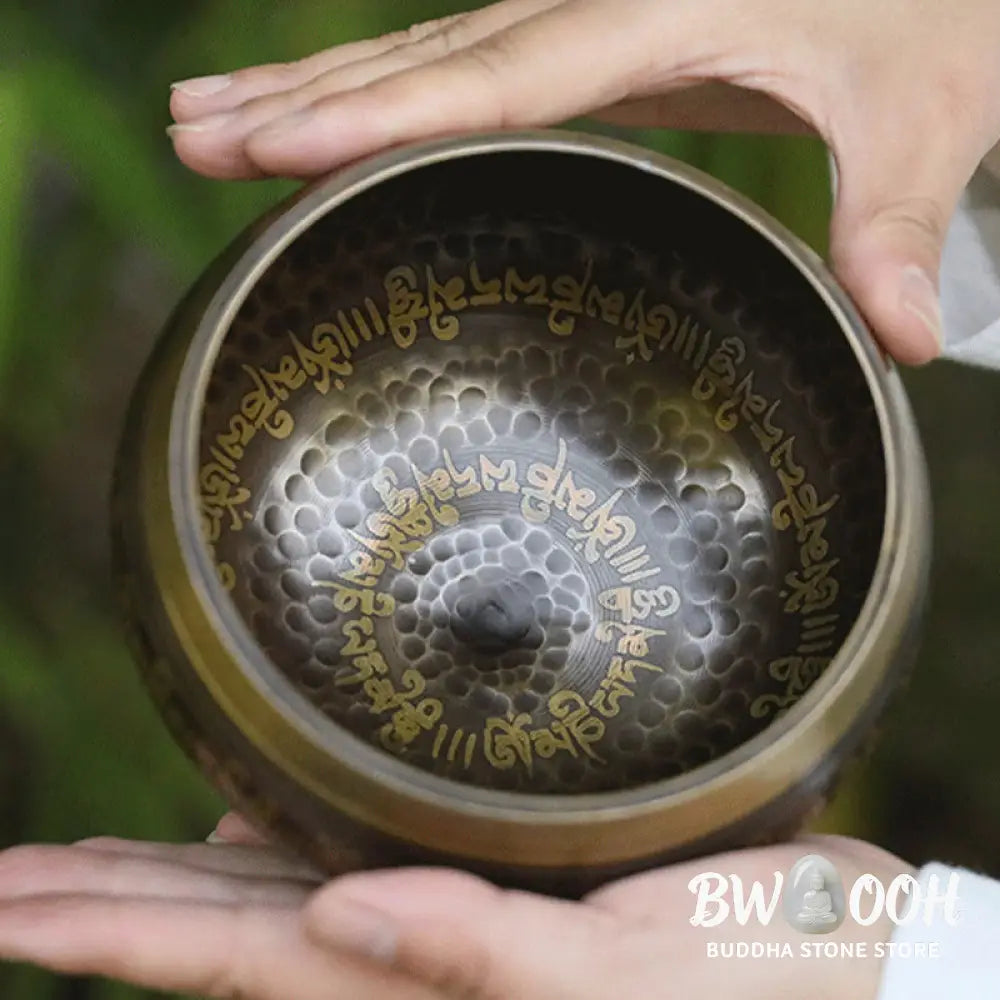 BWOOOH Tibetan singing bowl for meditation - Handcrafted Singing Bowl Scrip