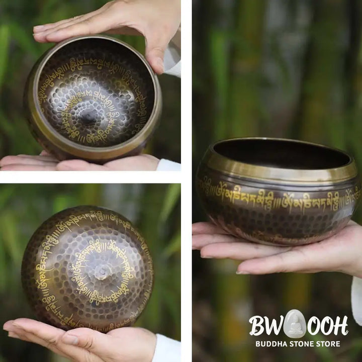 BWOOOH Tibetan singing bowl for meditation - Handcrafted Singing Bowl Scrip