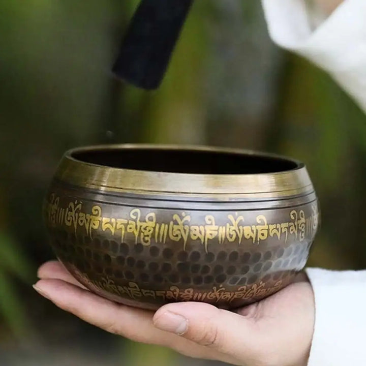 BWOOOH Tibetan singing bowl for meditation - Handcrafted Singing Bowl Scrip