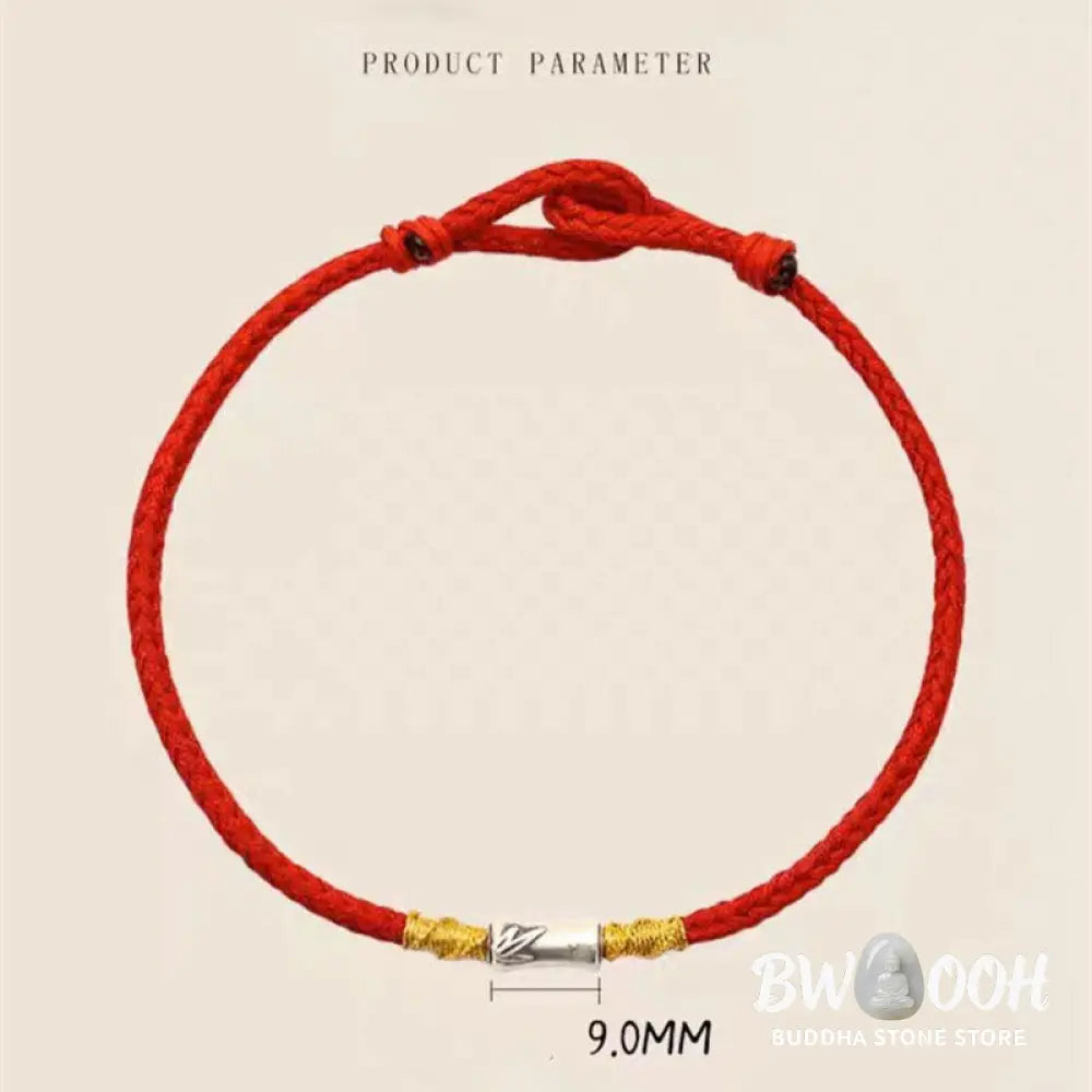 Buddha Stones Handmade 925 Sterling Silver Bamboo Design Red String Luck Braided Bracelet - BWOOOH - Bracelet