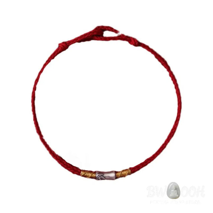 Buddha Stones Handmade 925 Sterling Silver Bamboo Design Red String Luck Braided Bracelet - BWOOOH - Bracelet