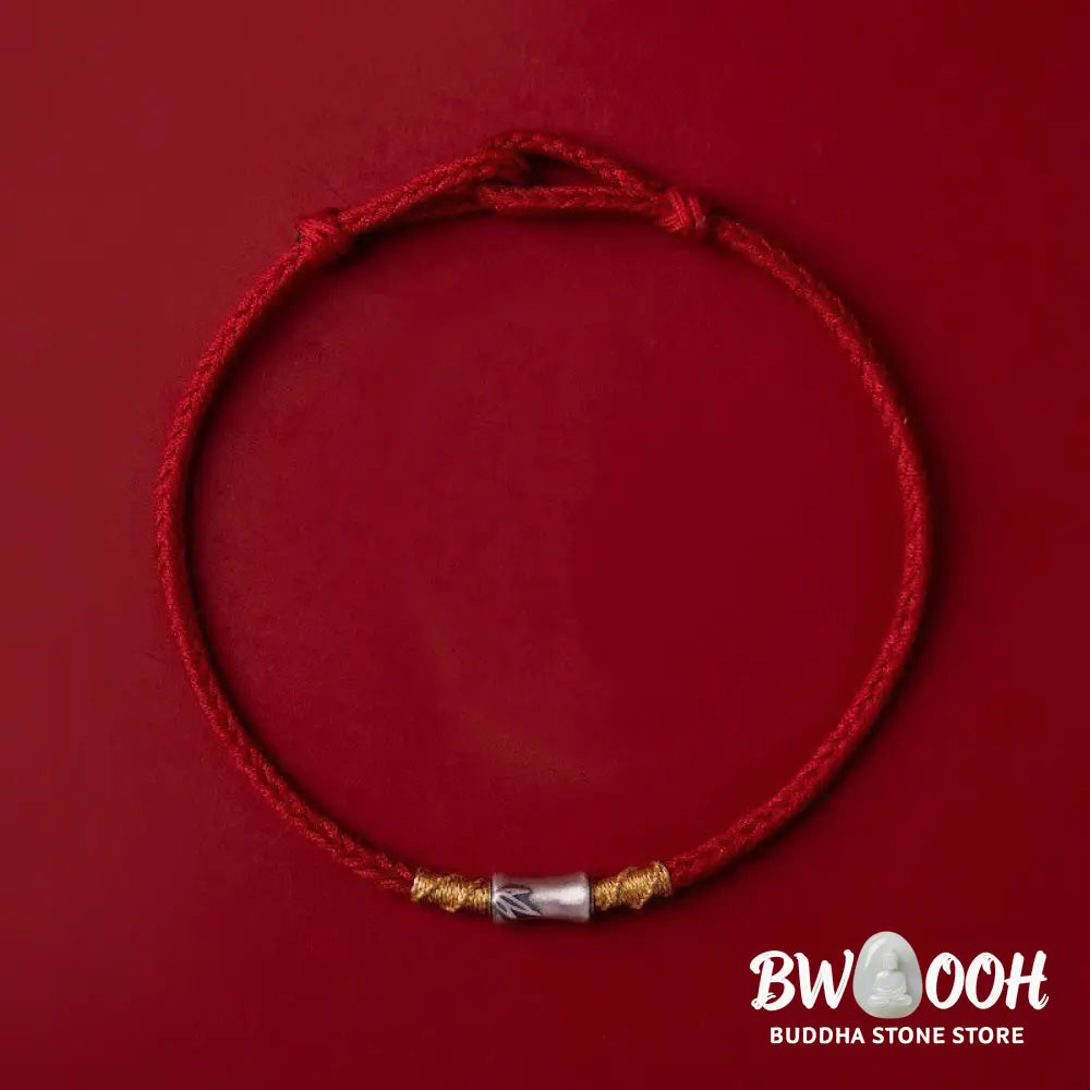 Buddha Stones Handmade 925 Sterling Silver Bamboo Design Red String Luck Braided Bracelet - BWOOOH - Bracelet