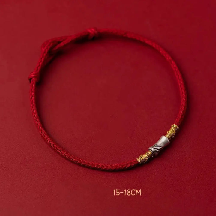 BWOOOH Handmade 925 Sterling Silver Bamboo Design Red String Luck Braided Bracelet - BWOOOH - Red String 925