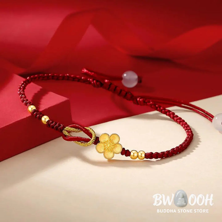 BWOOOH Handmade 925 Sterling Silver Cherry Blossoms Sakura Chalcedony Luck Bracelet | spiritual healing bracelet