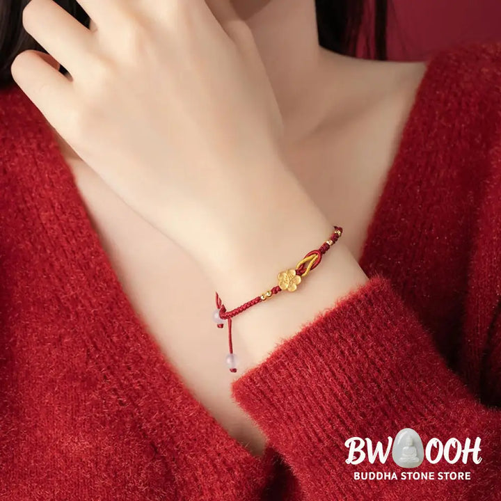 BWOOOH Handmade 925 Sterling Silver Cherry Blossoms Sakura Chalcedony Luck Bracelet | spiritual healing bracelet
