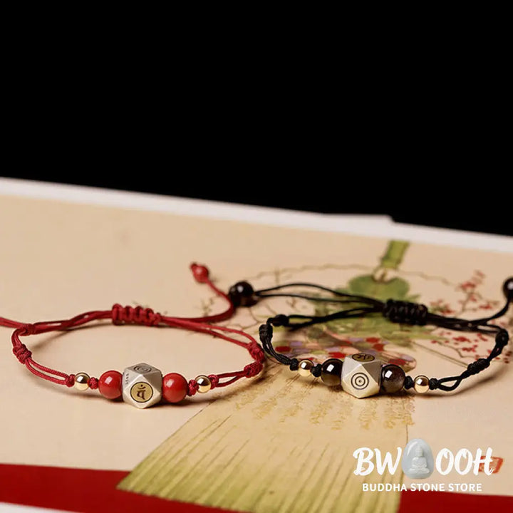Buddha Stones Handmade 925 Sterling Silver Chinese Zodiac Natal Buddha Cinnabar Calm Braided Bracelet - BWOOOH