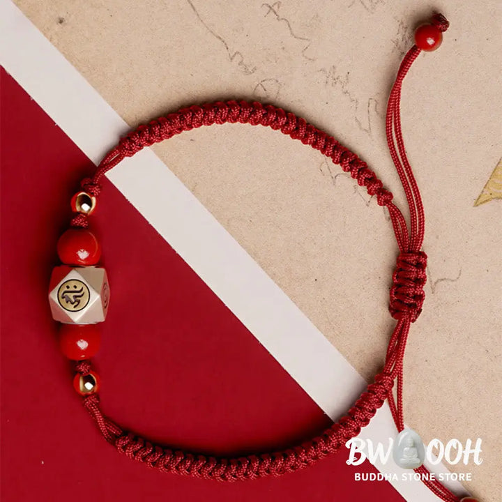Buddha Stones Handmade 925 Sterling Silver Chinese Zodiac Natal Buddha Cinnabar Calm Braided Bracelet - BWOOOH