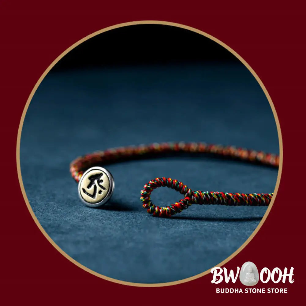Buddha Stones Handmade 925 Sterling Silver Chinese Zodiac Natal Buddha Protection Colorful Rope Bracelet - BWOOOH