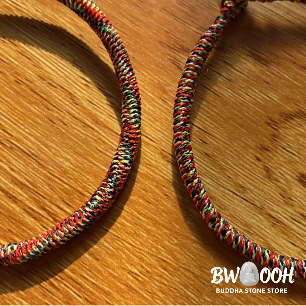Buddha Stones Handmade 925 Sterling Silver Chinese Zodiac Natal Buddha Protection Colorful Rope Bracelet - BWOOOH