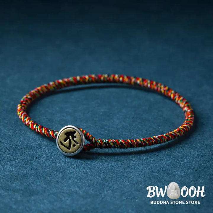 Buddha Stones Handmade 925 Sterling Silver Chinese Zodiac Natal Buddha Protection Colorful Rope Bracelet - BWOOOH