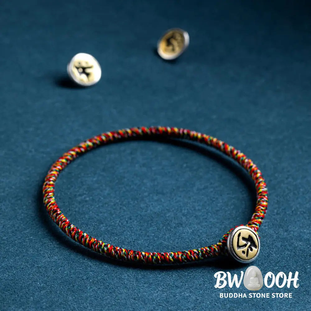 Buddha Stones Handmade 925 Sterling Silver Chinese Zodiac Natal Buddha Protection Colorful Rope Bracelet - BWOOOH