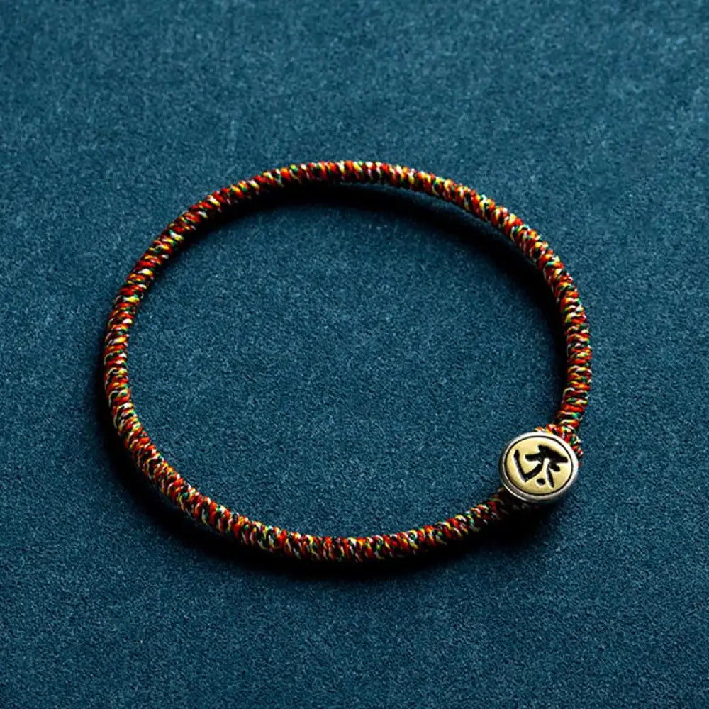 Buddha Stones Handmade 925 Sterling Silver Chinese Zodiac Natal Buddha Protection Colorful Rope Bracelet - BWOOOH