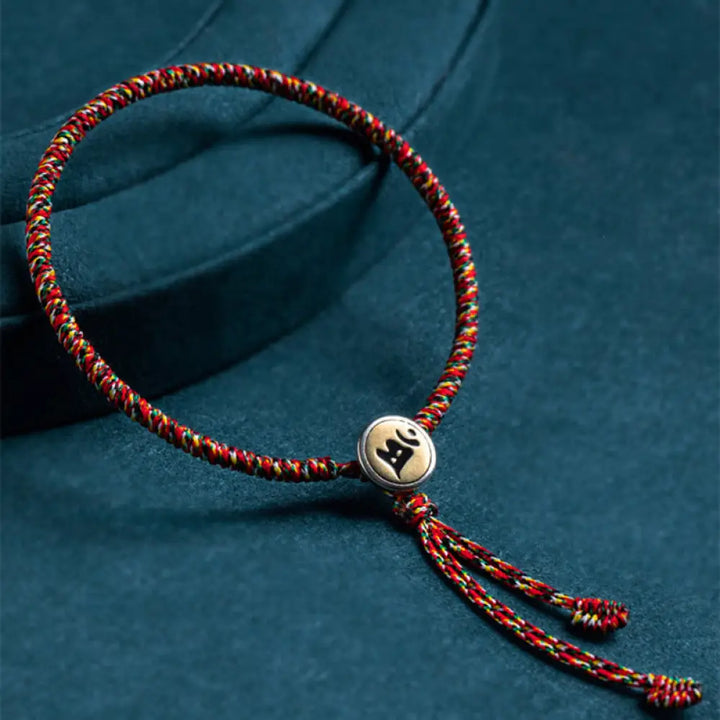 BWOOOH Handmade 925 Sterling Silver Chinese Zodiac Natal Buddha Protection Colorful Rope Bracelet - BWOOOH