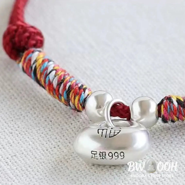 Buddha Stones Handmade 925 Sterling Silver Fu Character Safe And Well Luck Braided Bracelet - BWOOOH - Bracelet