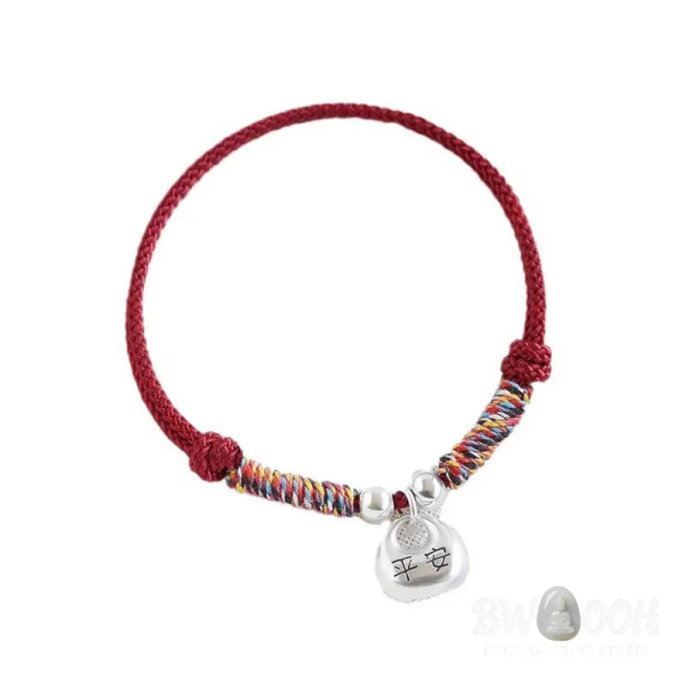 Buddha Stones Handmade 925 Sterling Silver Fu Character Safe And Well Luck Braided Bracelet - BWOOOH - Bracelet
