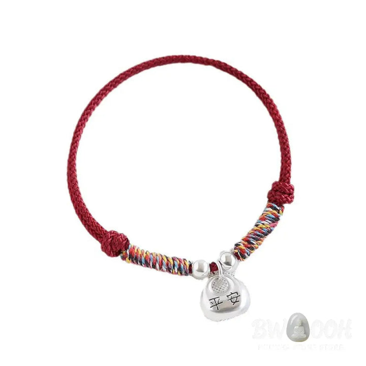 Buddha Stones Handmade 925 Sterling Silver Fu Character Safe And Well Luck Braided Bracelet - BWOOOH - Bracelet