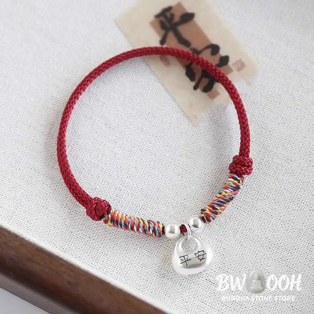 Buddha Stones Handmade 925 Sterling Silver Fu Character Safe And Well Luck Braided Bracelet - BWOOOH - Bracelet