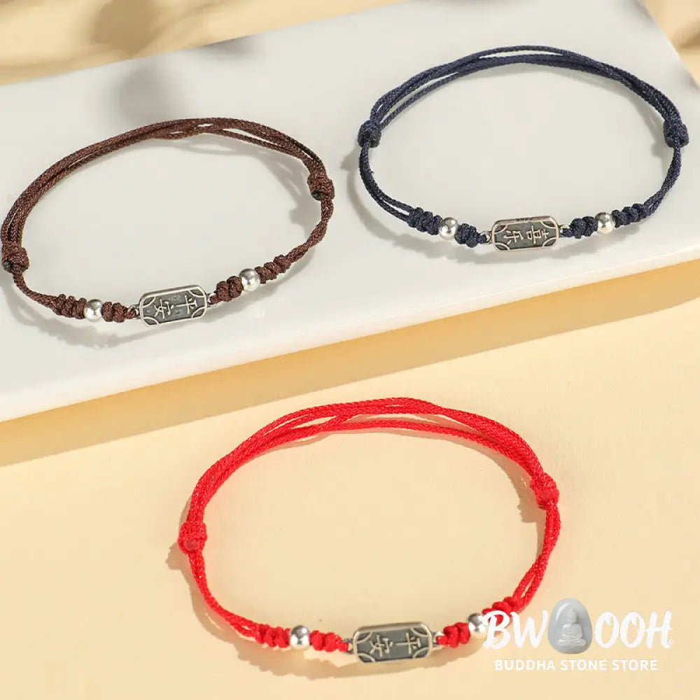 Buddha Stones Handmade 925 Sterling Silver Peace And Joy Safe Well Protection Braided Bracelet - BWOOOH - Bracelet